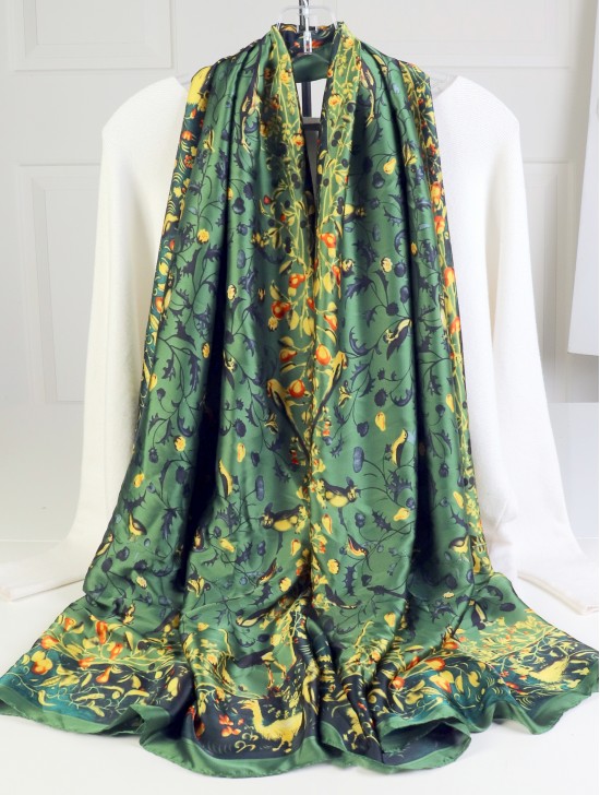 Premium Silk Feeling Spring Print Scarf